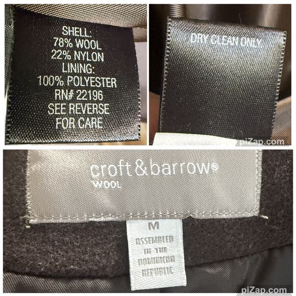 Croft & Barrow women’s Medium double breasted wool blend coat dark brown beauty - Picture 8 of 8